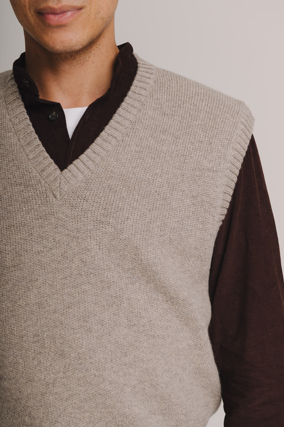 Oat Lambswool Vest, Knit Vest - SIRPLUS