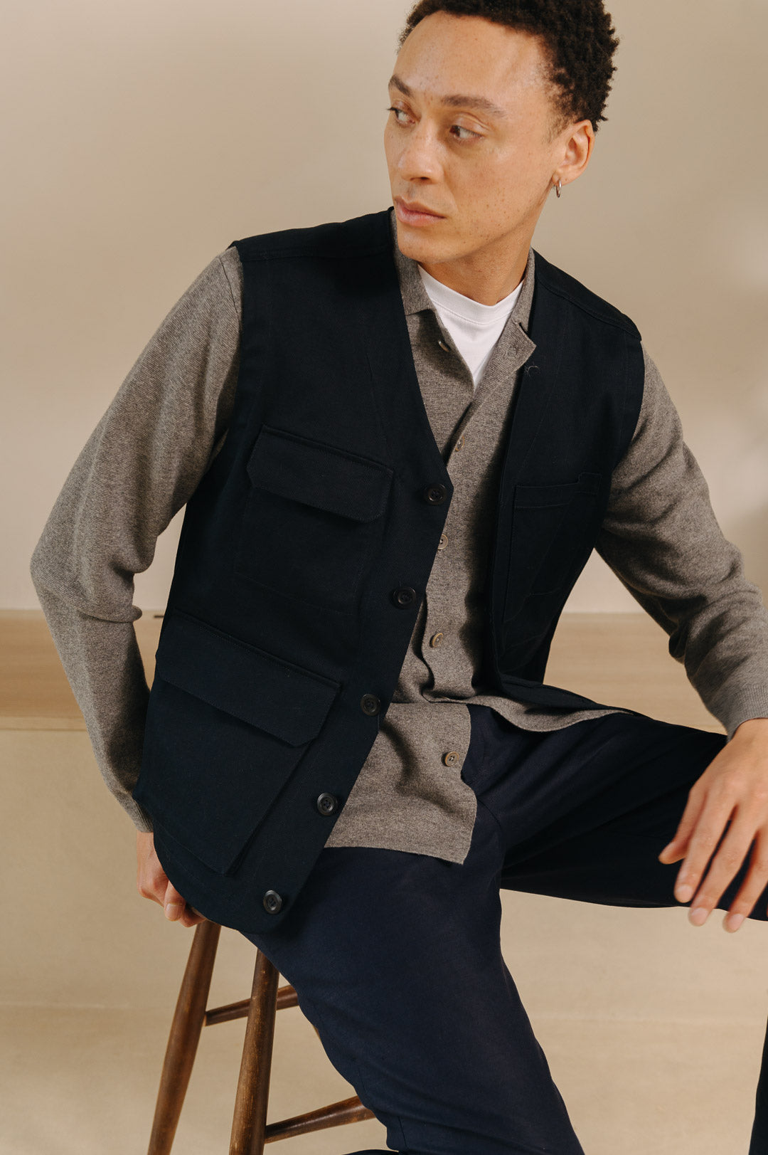 Navy Utility Gilet, Gilet - SIRPLUS