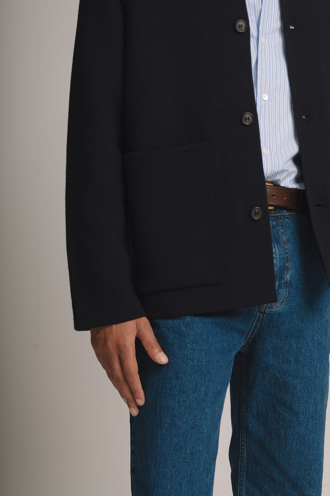 Navy Merino Knit Jacket, Knit Jacket - SIRPLUS