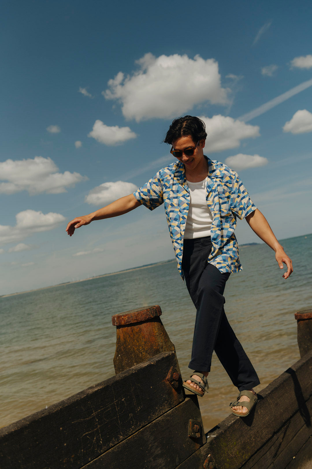 Blue Ecovero™ Mosaic Waves Cuban Shirt, Cuban Shirt - SIRPLUS