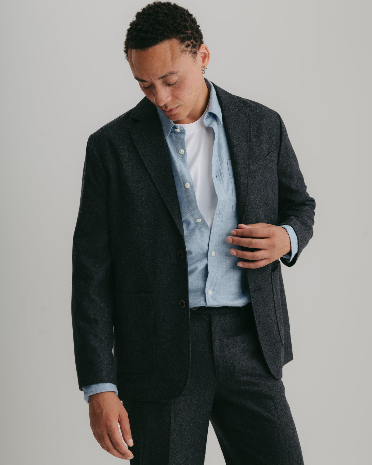 Anthracite Wool-Cashmere Flannel Blazer, Blazer - SIRPLUS