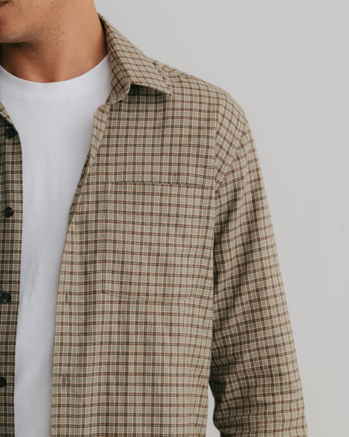 Sage Check Flannel Shirt, Collar Shirt - SIRPLUS