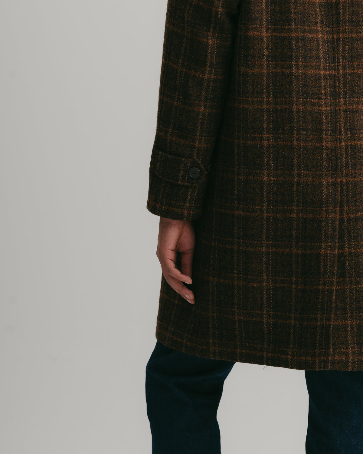 Brown Check Harris Tweed Overcoat, Coat - SIRPLUS