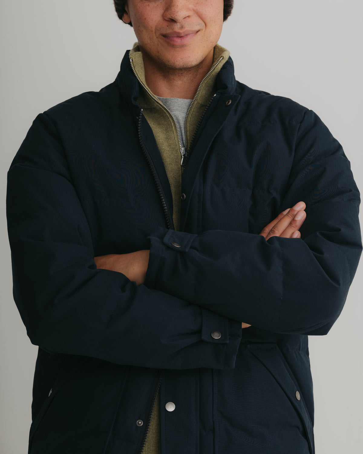 Navy Ventile Cotton Down Jacket, Puffer Jacket - SIRPLUS