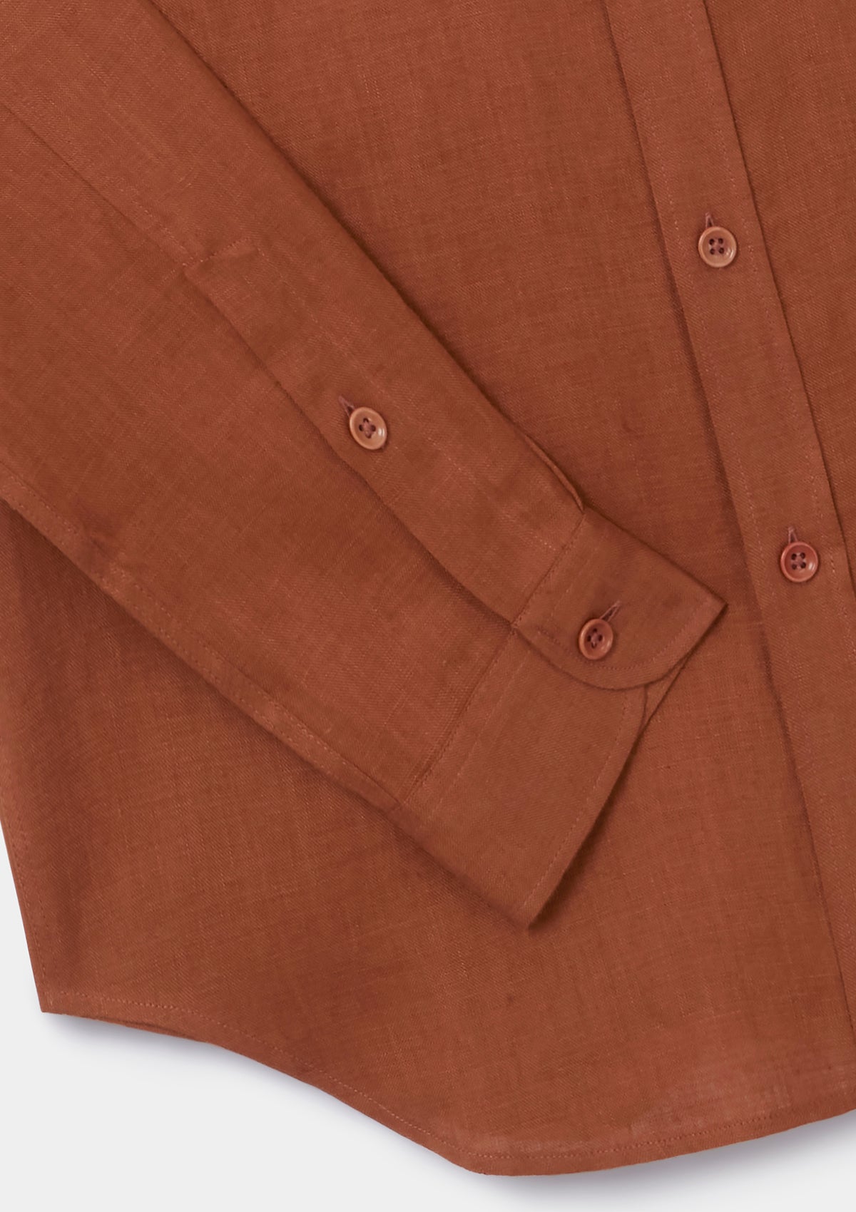 Burnt Terracotta Linen Collared Shirt, Collar Shirt - SIRPLUS