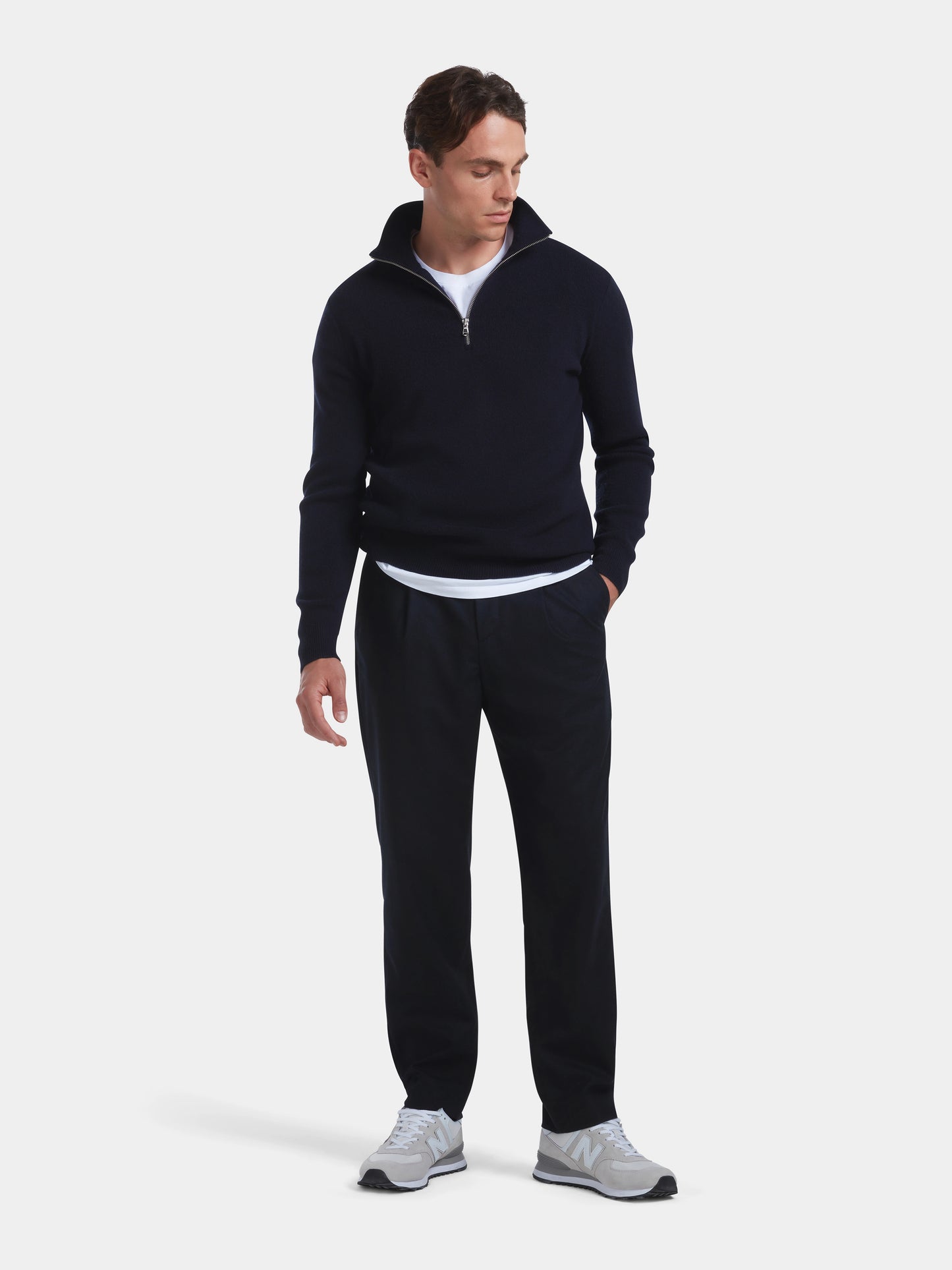 Navy Merino Half Zip Jumper, Knitwear - SIRPLUS