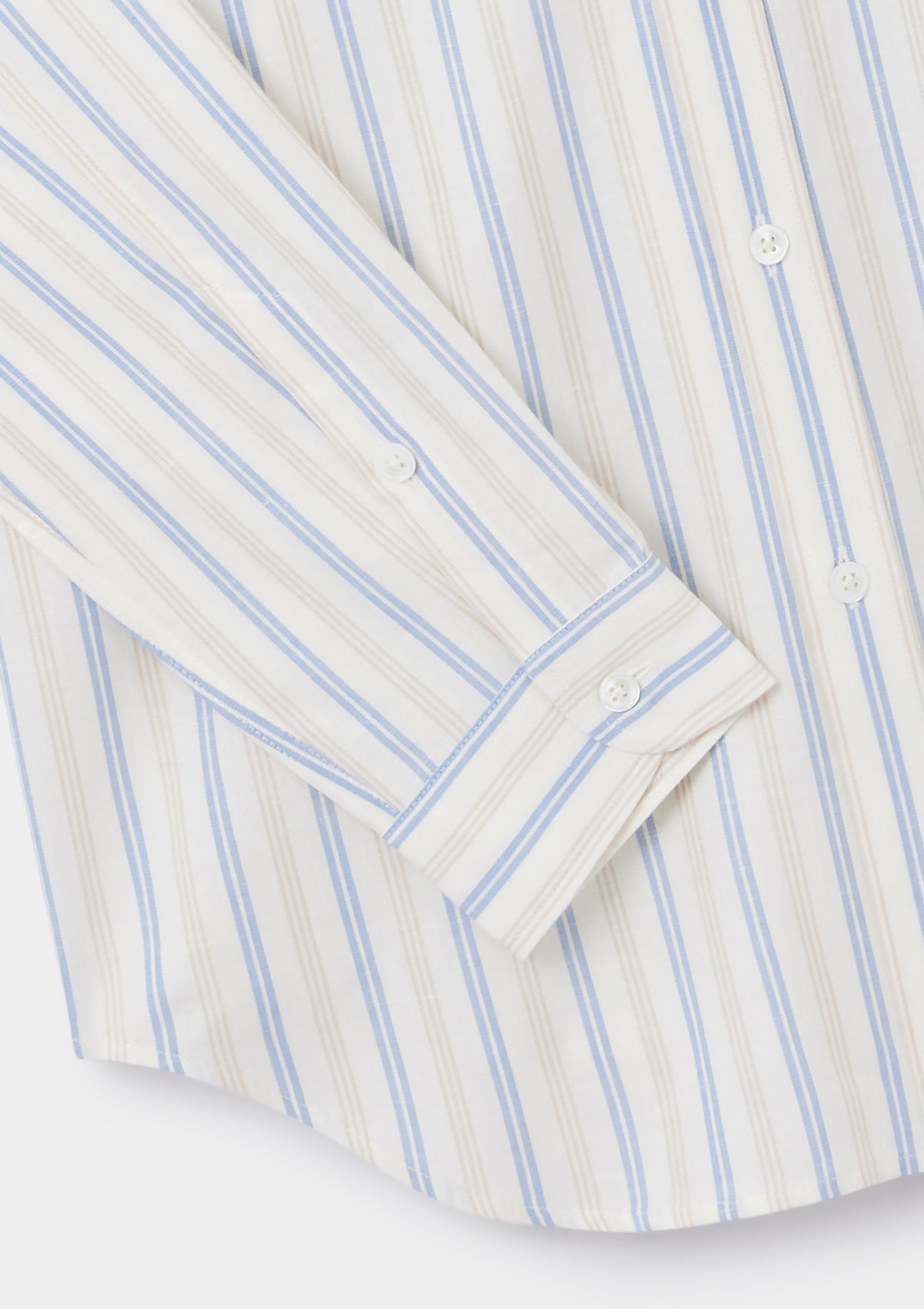 Sand & Blue Cotton Linen Stripe Shirt, Collar Shirt - SIRPLUS