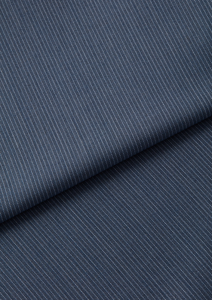 Blue Stripe Wool Pleated Trousers, Casual Trousers - SIRPLUS