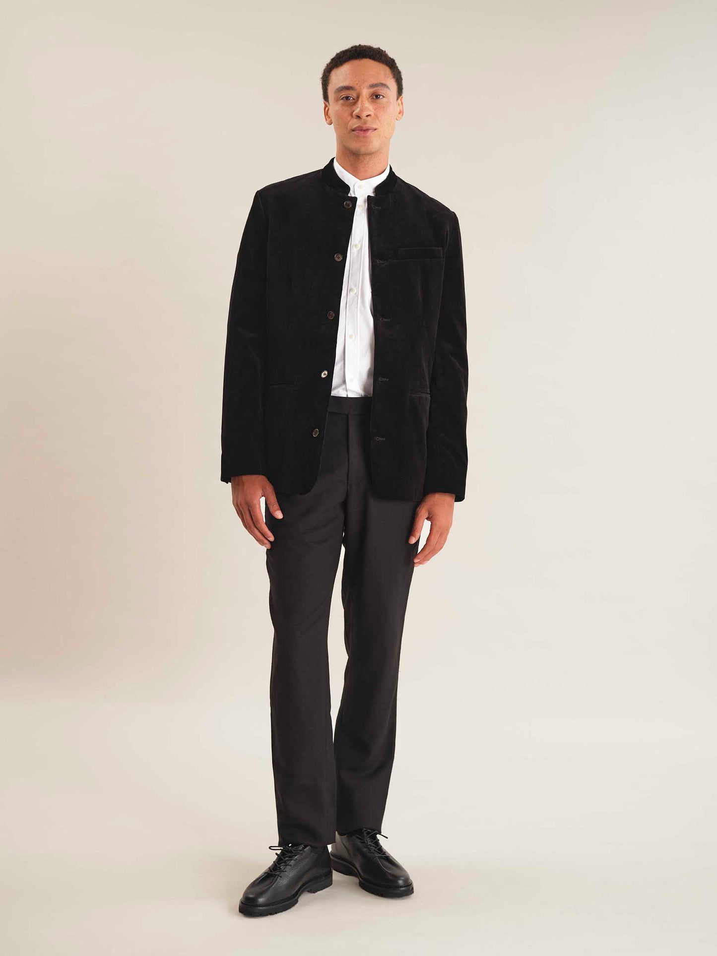Jet Black Velvet Nehru Jacket, Nehru Jacket - SIRPLUS