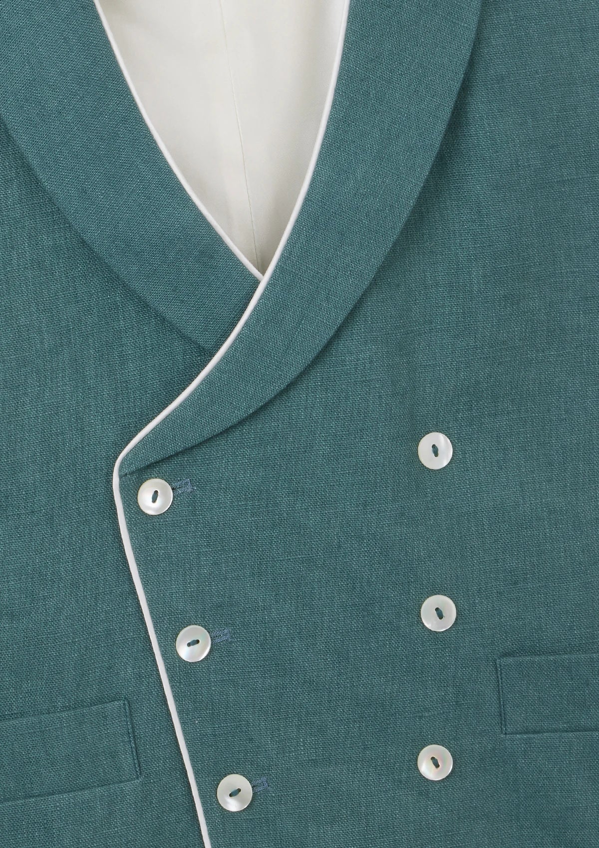 Teal Shawl Lapel Double-Breasted Waistcoat, Double Breasted Waistcoat - SIRPLUS