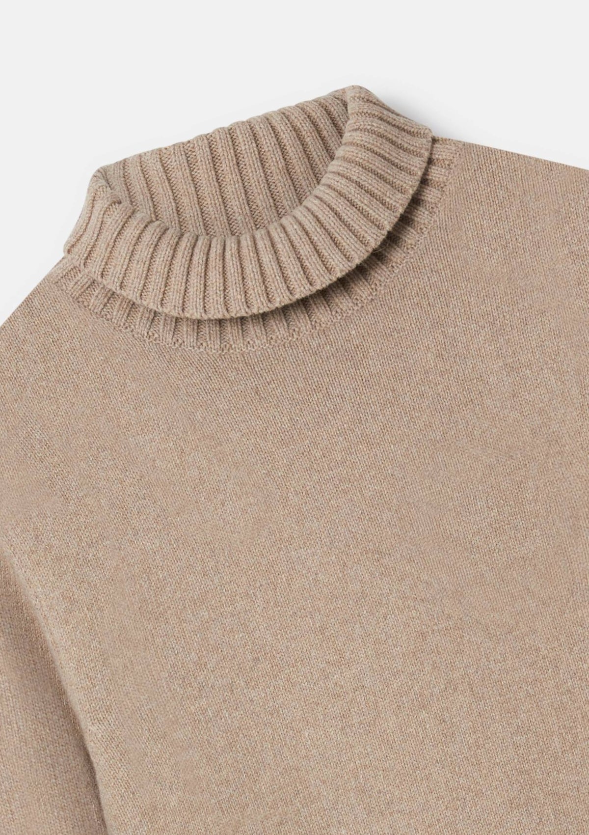 Oatmeal Cashmere Roll Neck Jumper, Roll Neck Jumper - SIRPLUS