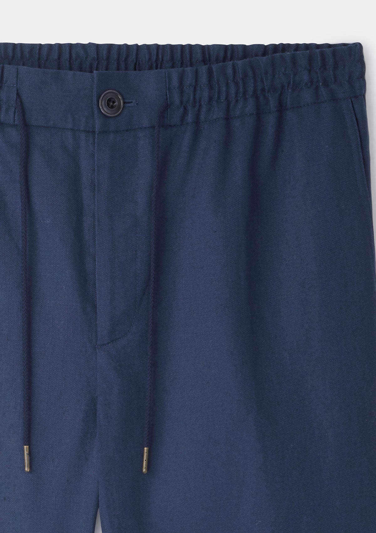 Navy Cotton Linen Drawstring Trouser, Casual Trousers - SIRPLUS