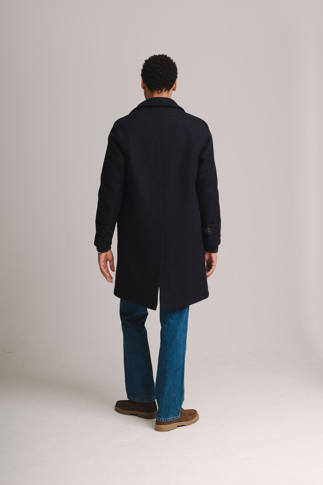 Ink Navy Wool Raglan Overcoat, Coat - SIRPLUS