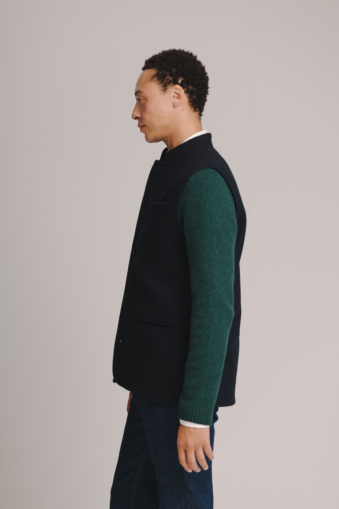 Navy Cashmere Nehru Waistcoat, Nehru Waistcoat - SIRPLUS