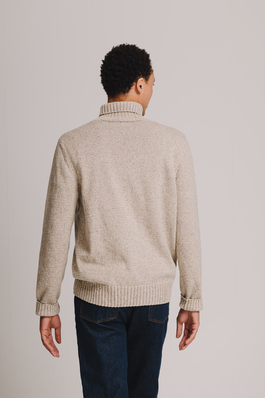 Beige Marl Rollneck Jumper, Roll Neck Jumper - SIRPLUS