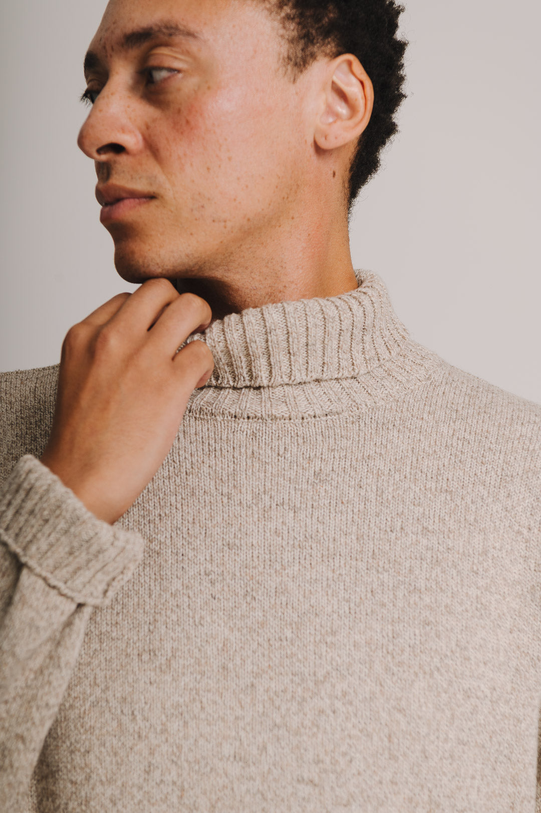Beige Marl Rollneck Jumper, Roll Neck Jumper - SIRPLUS