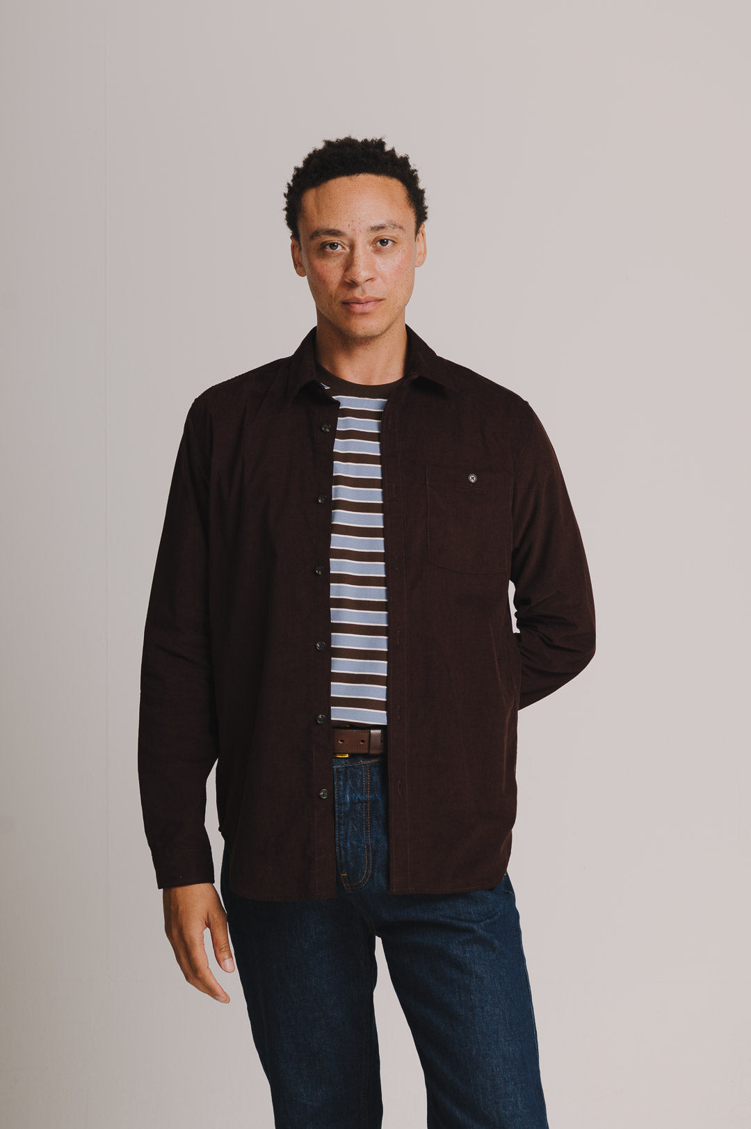 Mahogany Needlecord Collared Shirt, Collar Shirt - SIRPLUS