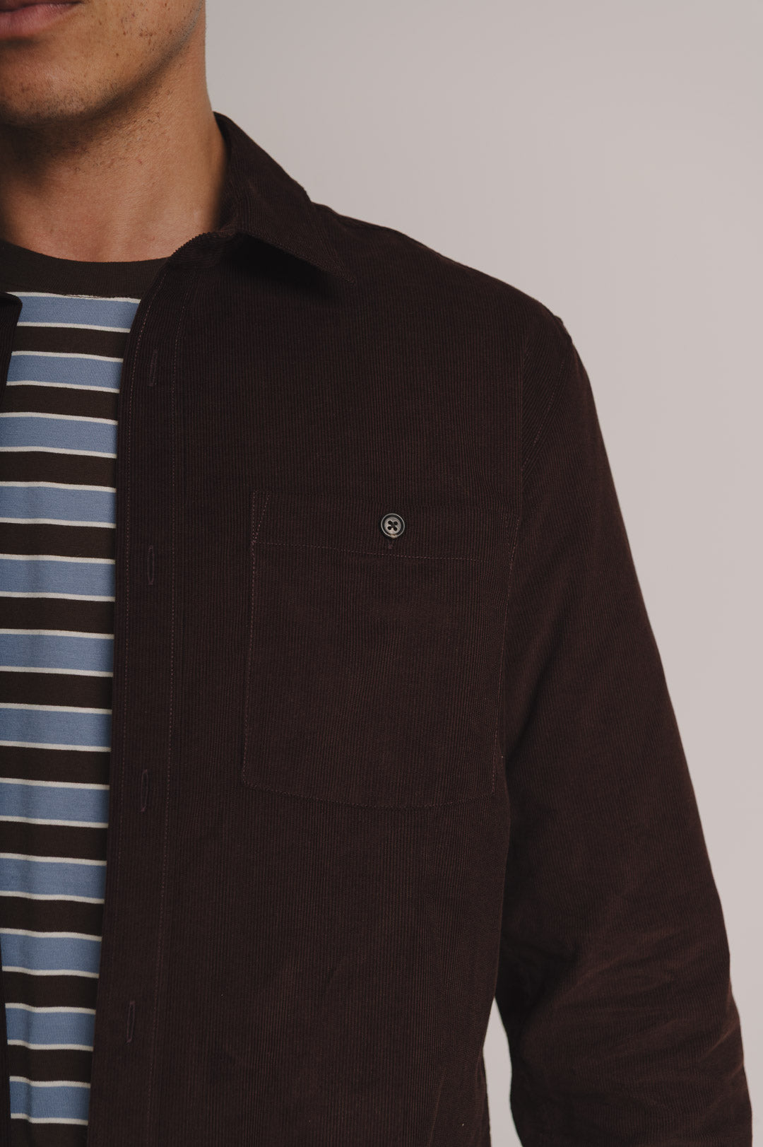 Mahogany Needlecord Collared Shirt, Collar Shirt - SIRPLUS