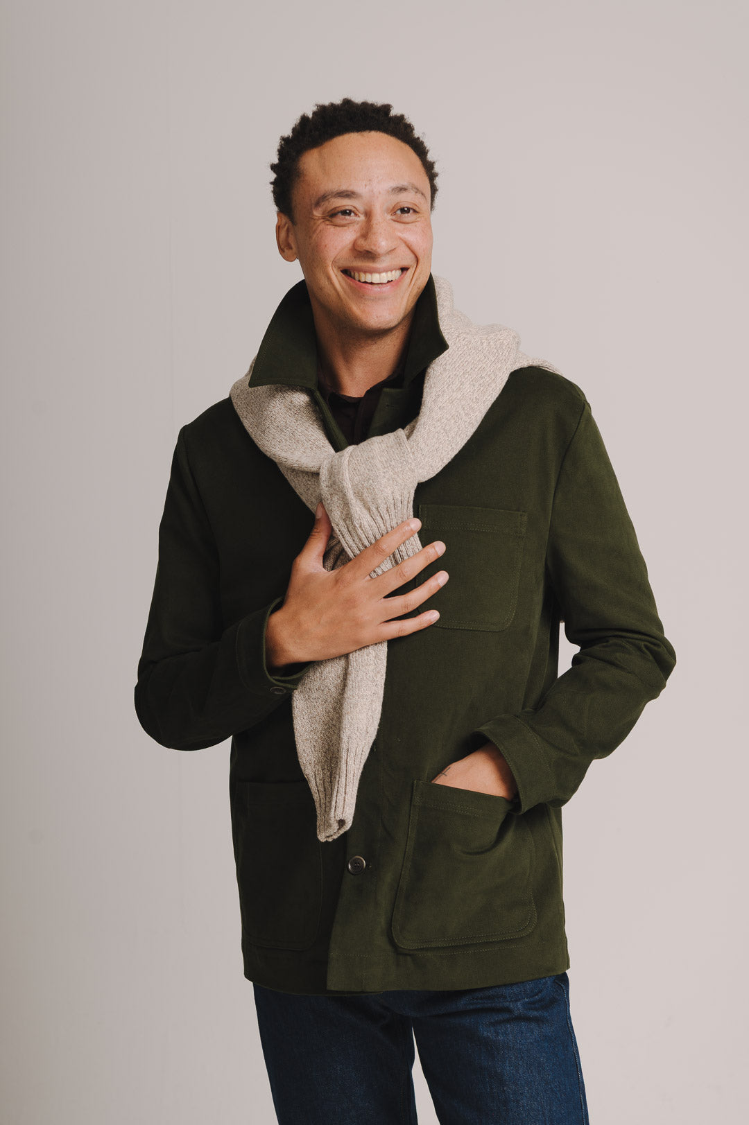 Olive Cotton Chore Jacket, Chore Jacket - SIRPLUS