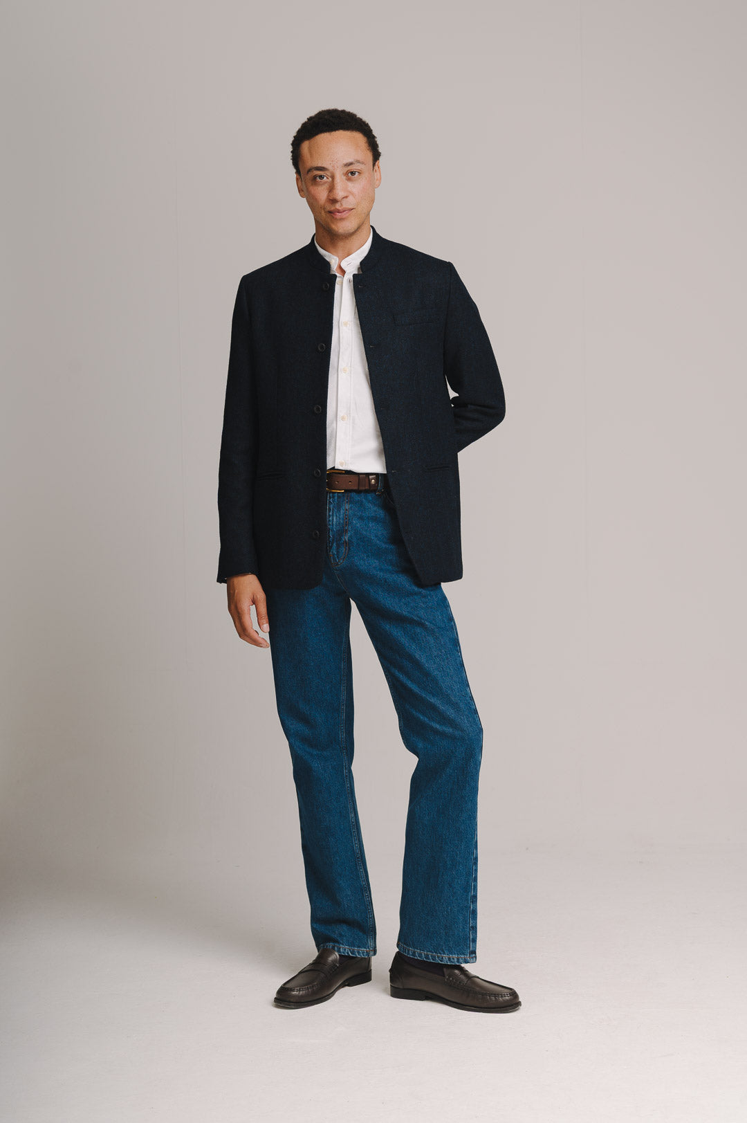 Midnight Herringbone Nehru Jacket, Nehru Jacket - SIRPLUS