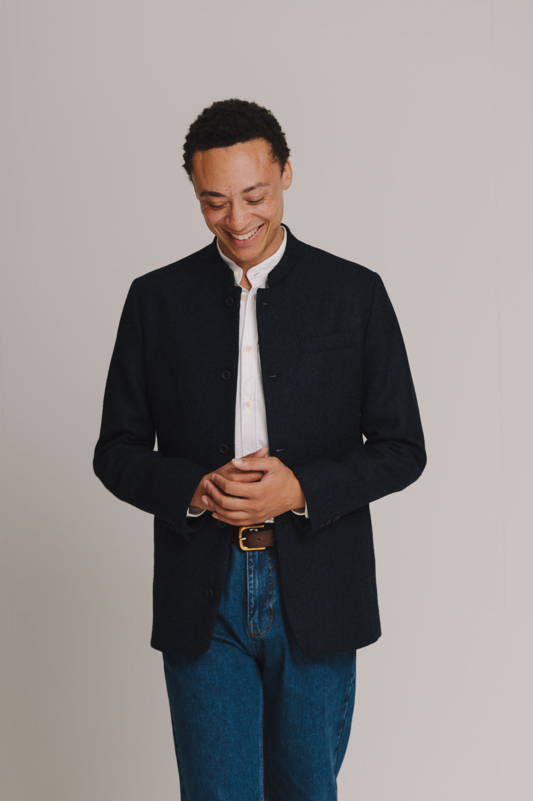 Midnight Herringbone Nehru Jacket, Nehru Jacket - SIRPLUS