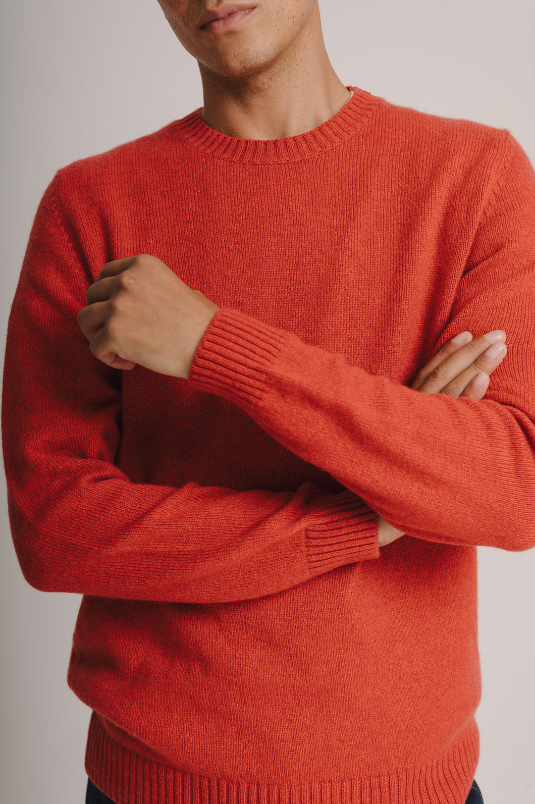 Tomato Red Cashmere Crew Neck Jumper, Crew Neck Jumper - SIRPLUS