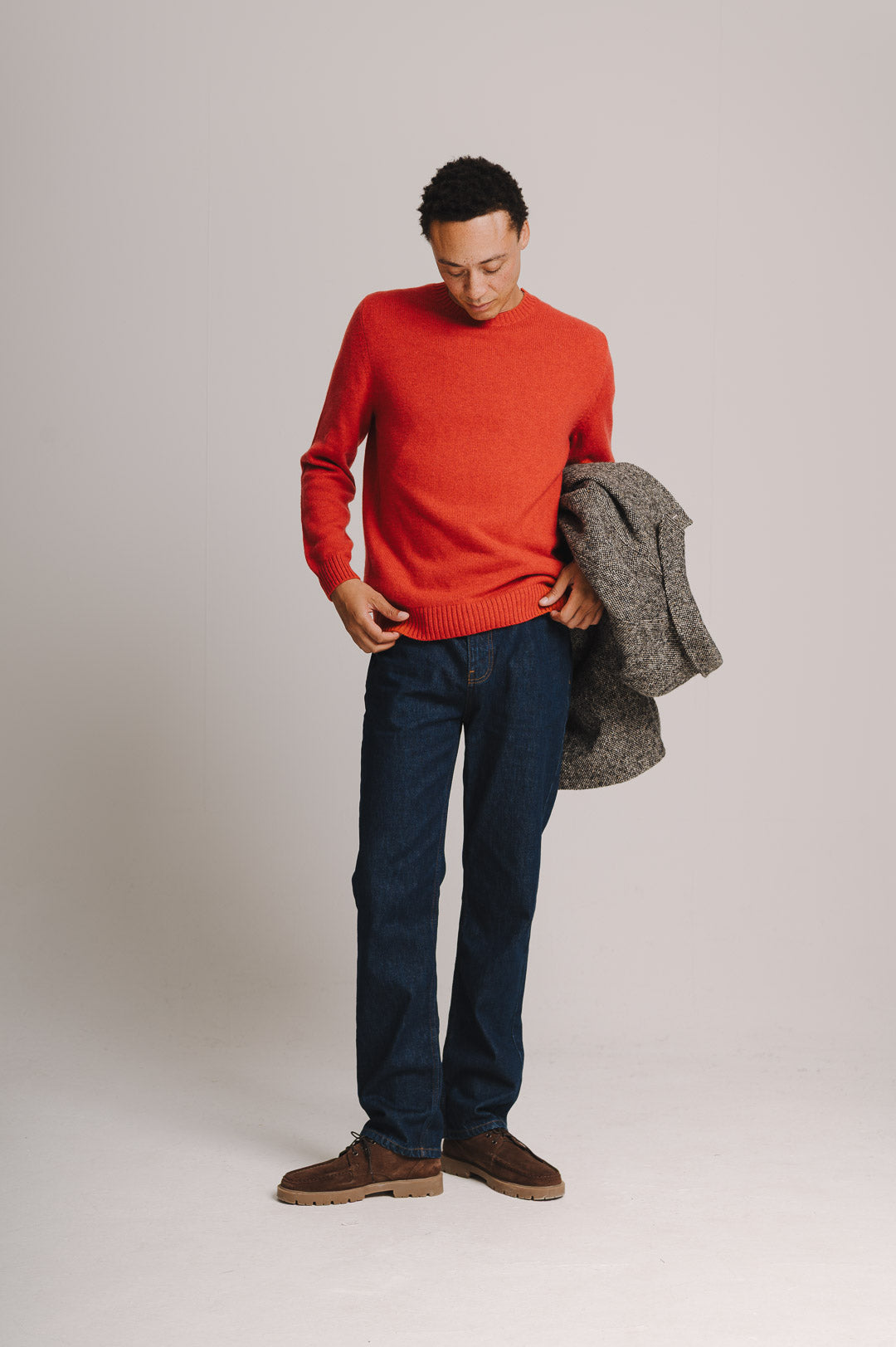 Tomato Red Cashmere Crew Neck Jumper, Crew Neck Jumper - SIRPLUS