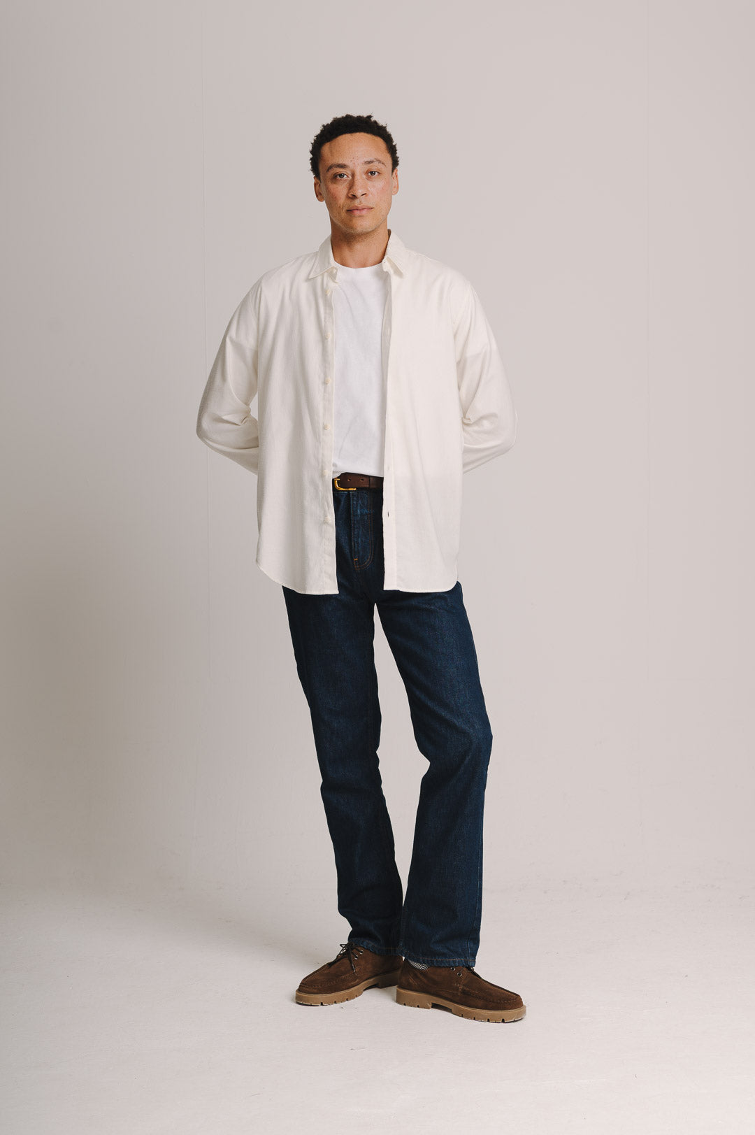 Cream Cotton Cashmere Shirt, Collar Shirt - SIRPLUS