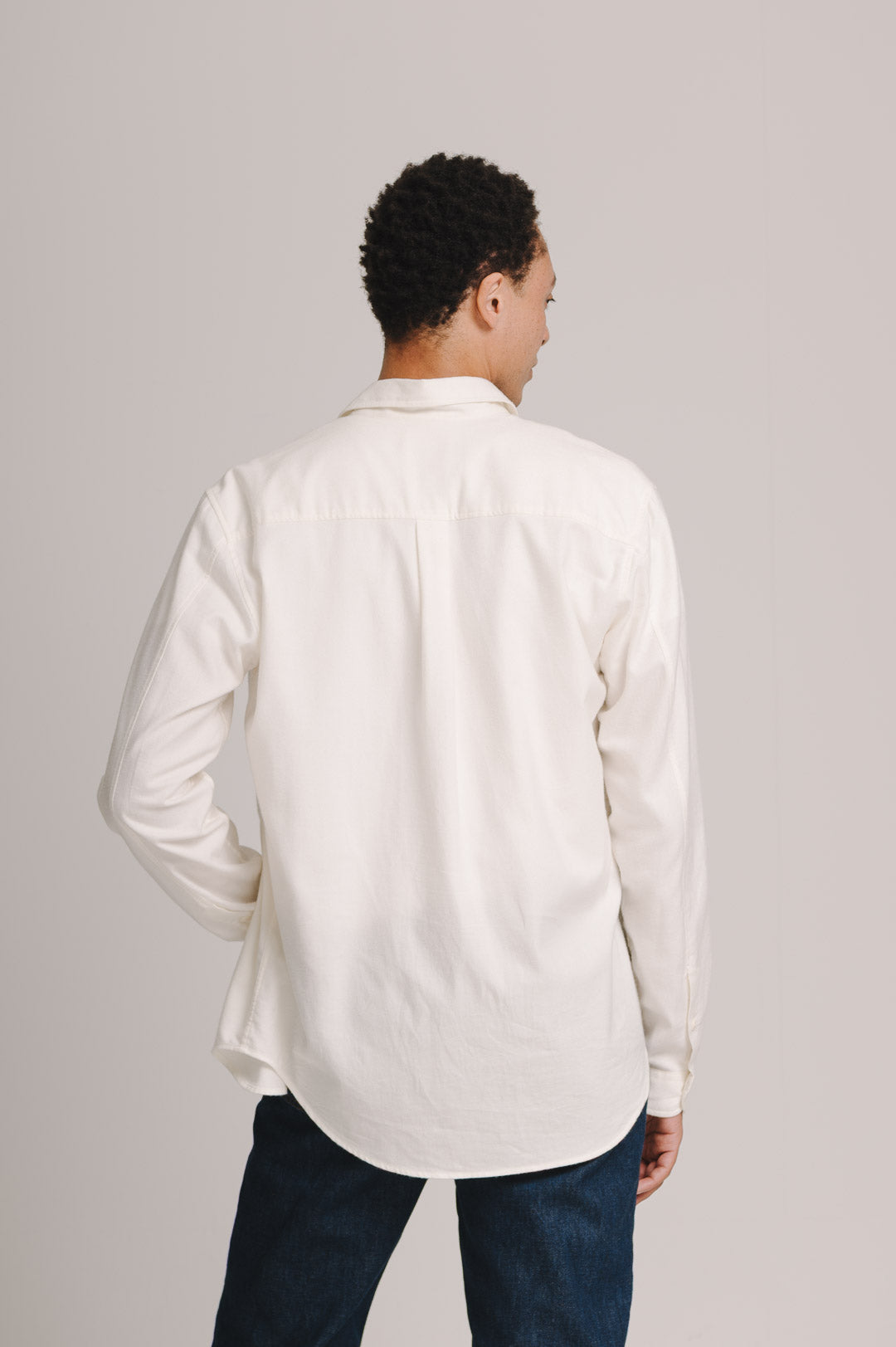 Cream Cotton Cashmere Shirt, Collar Shirt - SIRPLUS