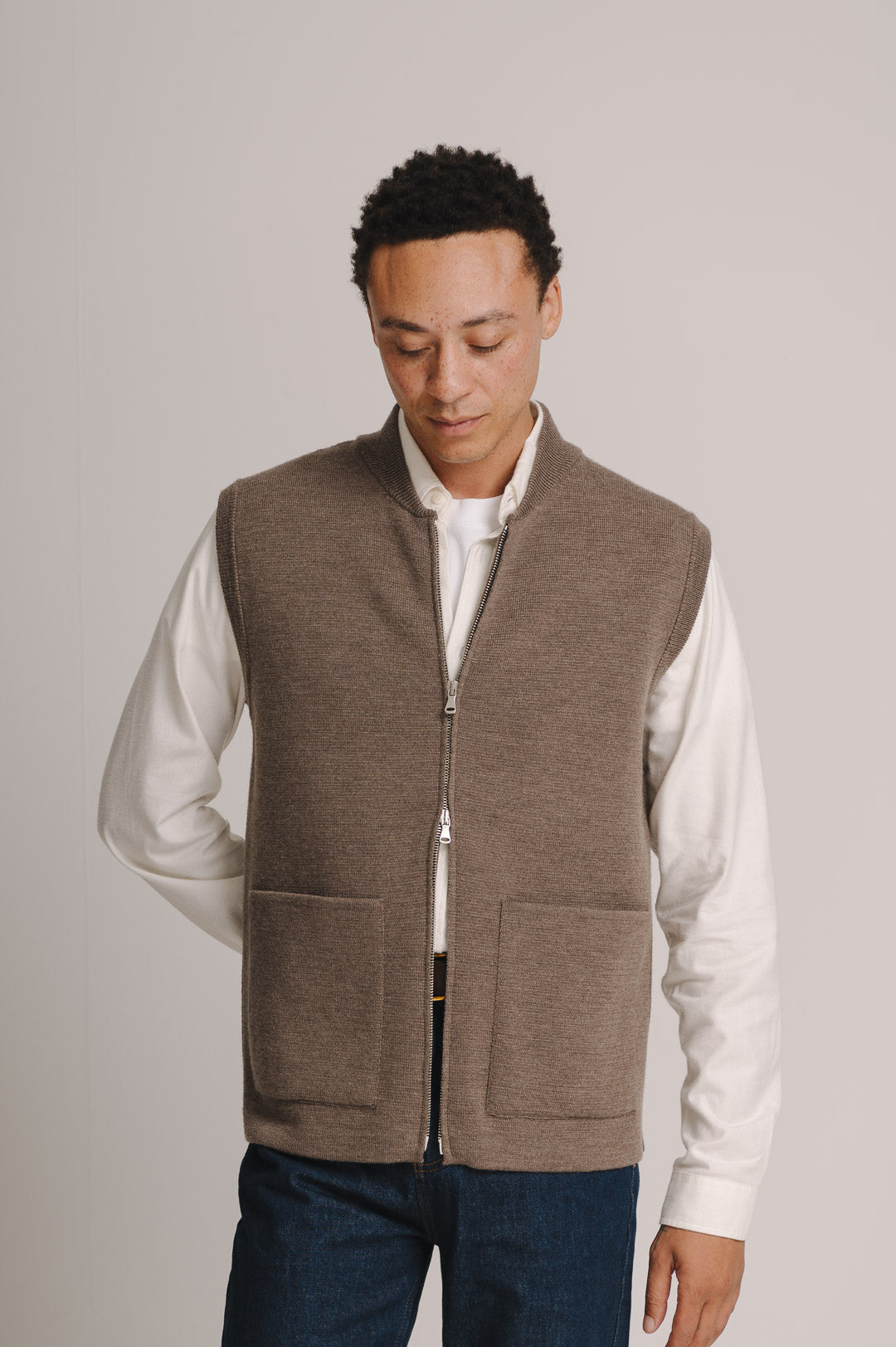 Oatmeal Merino Knit Gilet, Gilet - SIRPLUS