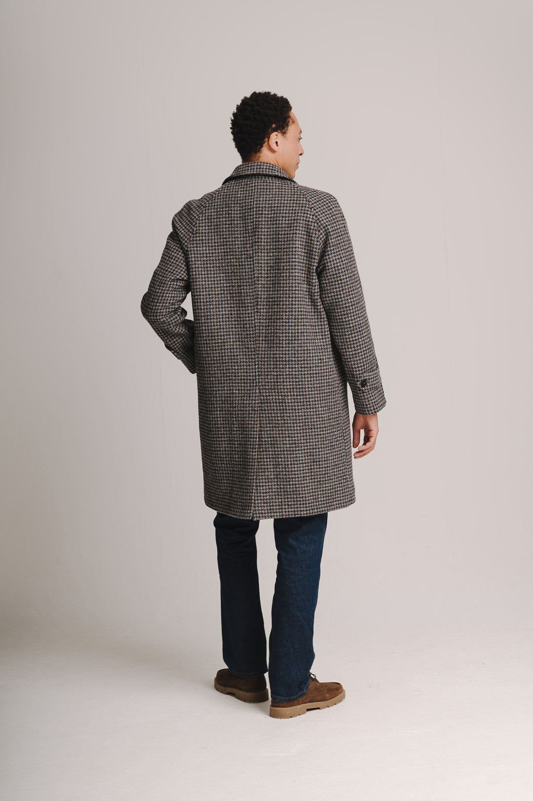 Houndstooth Check Harris Tweed Overcoat, Coat - SIRPLUS