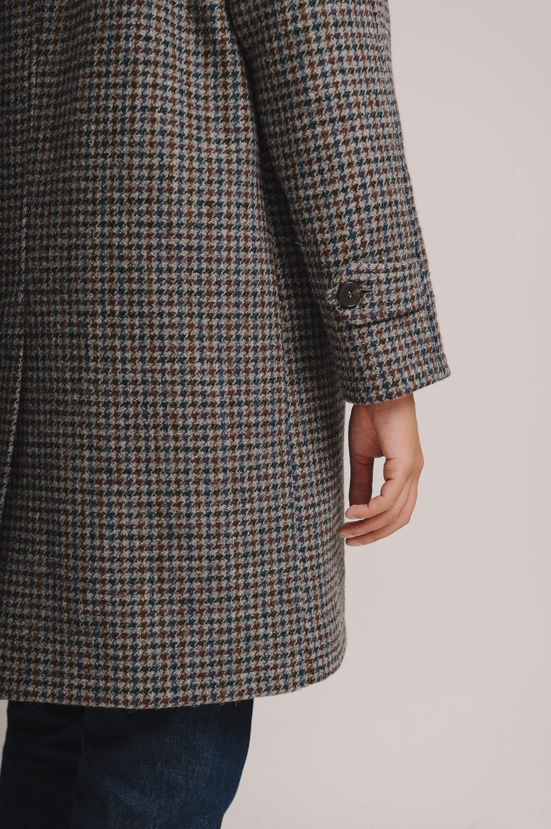 Houndstooth Check Harris Tweed Overcoat, Coat - SIRPLUS