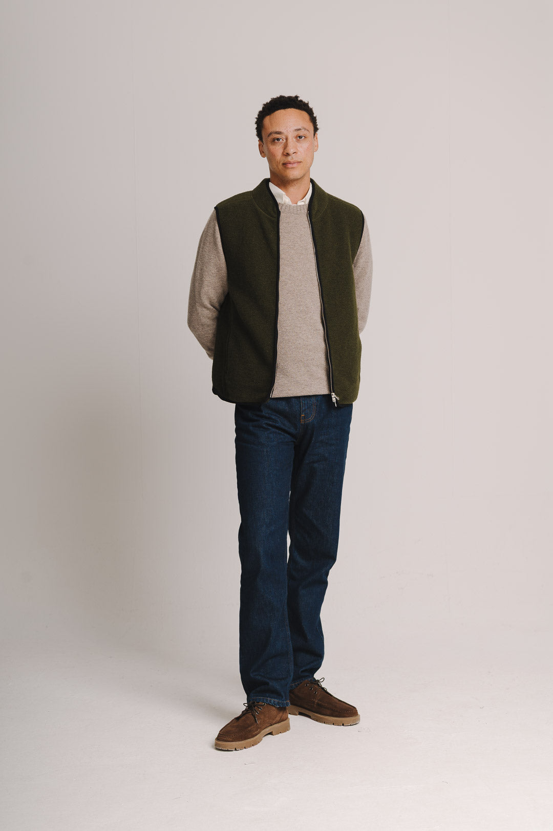 Green Boiled Wool Gilet, Gilet - SIRPLUS