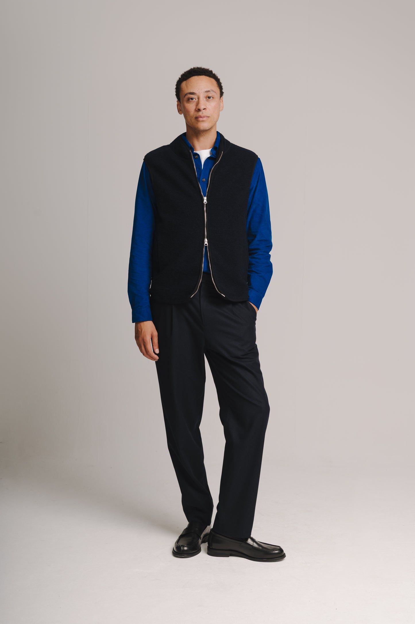 Navy Boiled Wool Gilet, Gilet - SIRPLUS