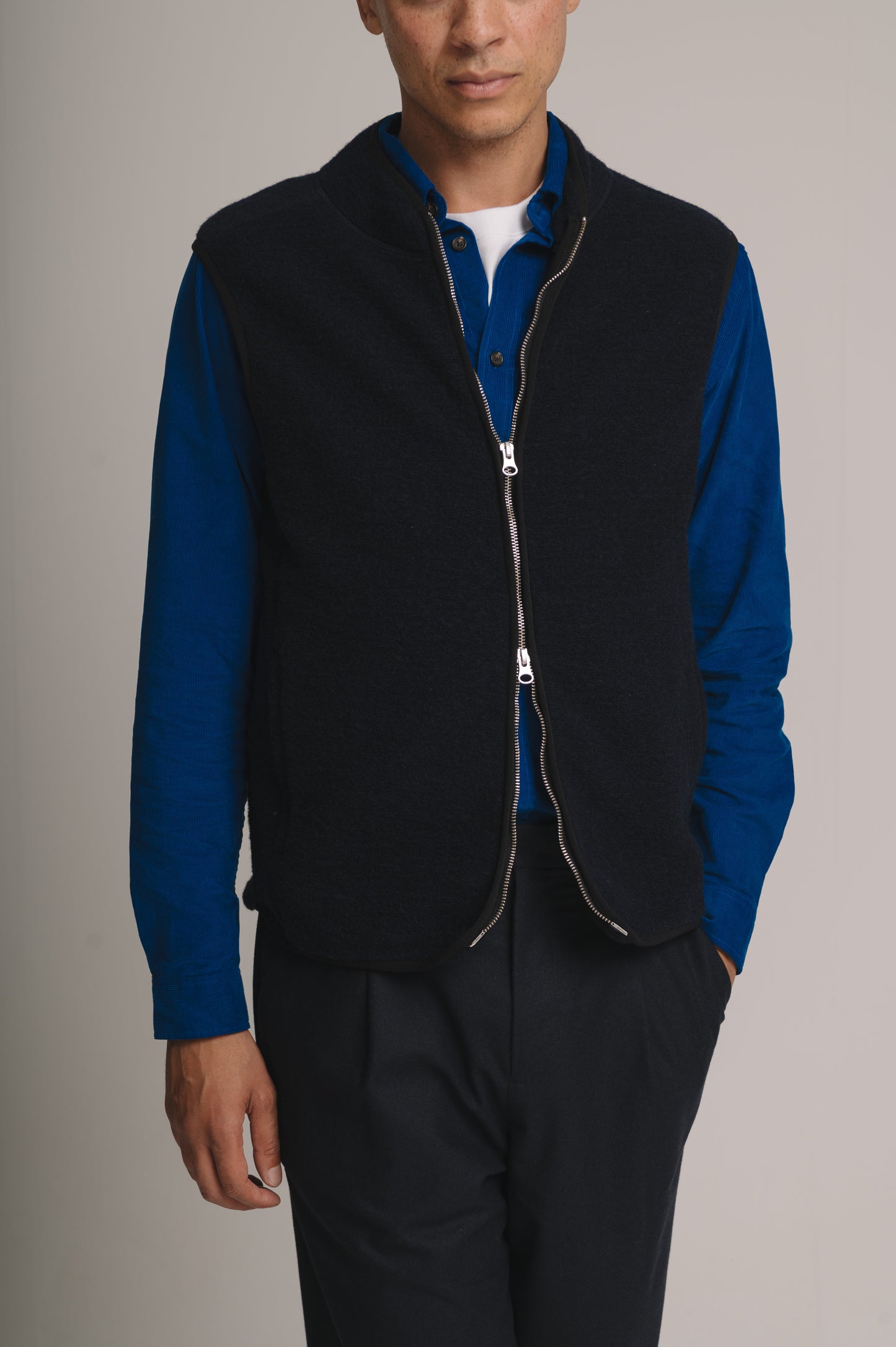 Navy Boiled Wool Gilet, Gilet - SIRPLUS