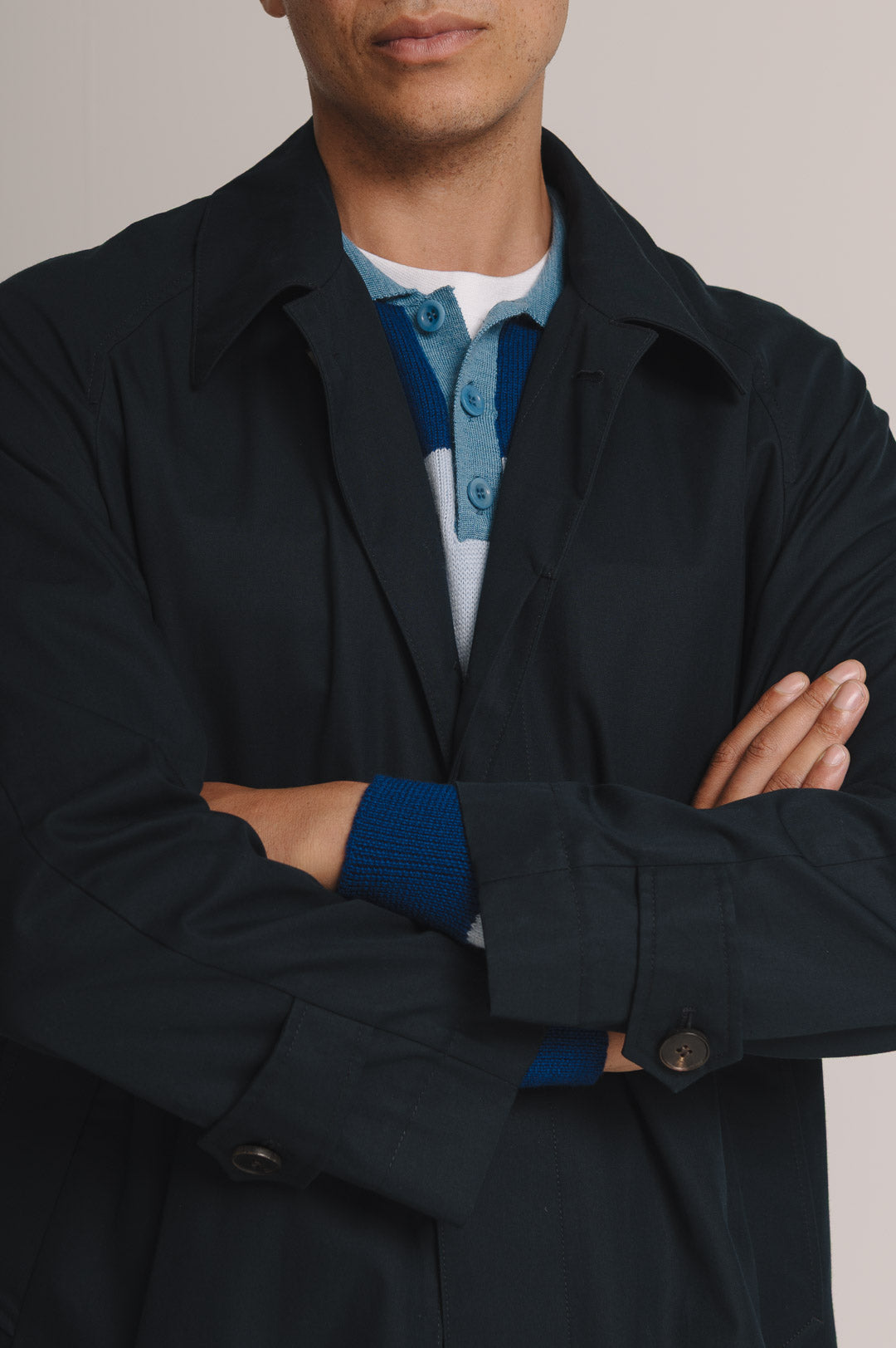 Navy Ventile Cotton Mac, Coat - SIRPLUS