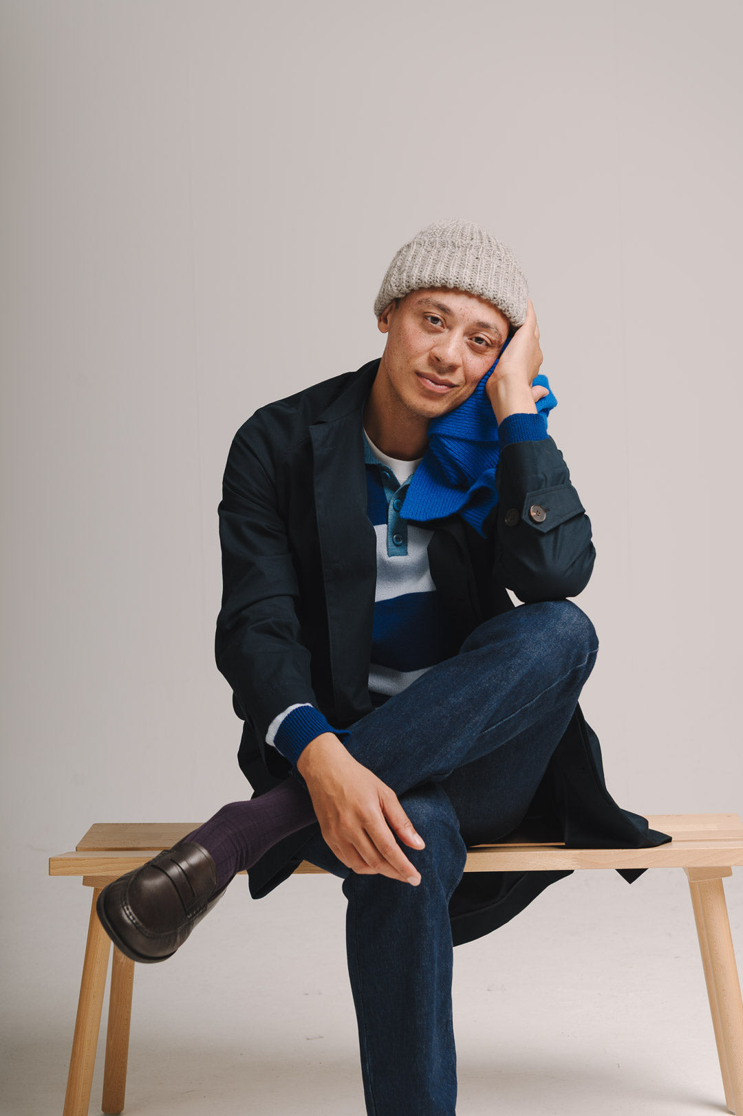 Navy Ventile Cotton Mac, Coat - SIRPLUS