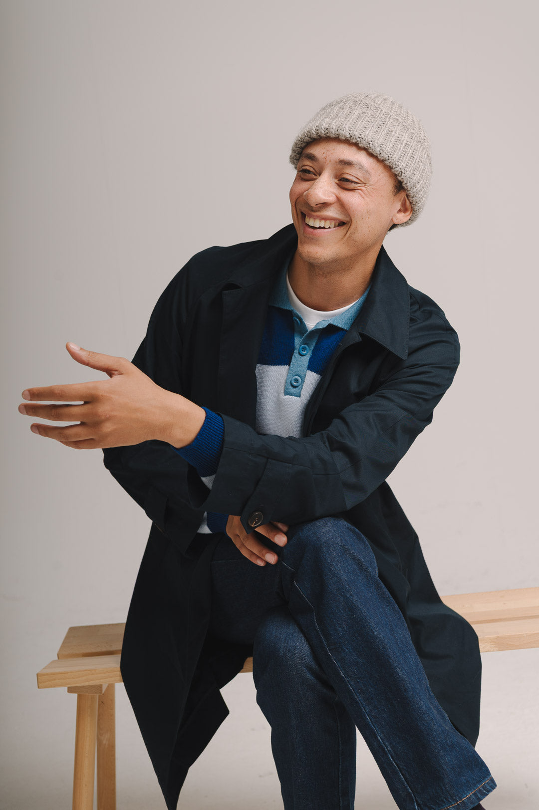 Navy Ventile Cotton Mac, Coat - SIRPLUS