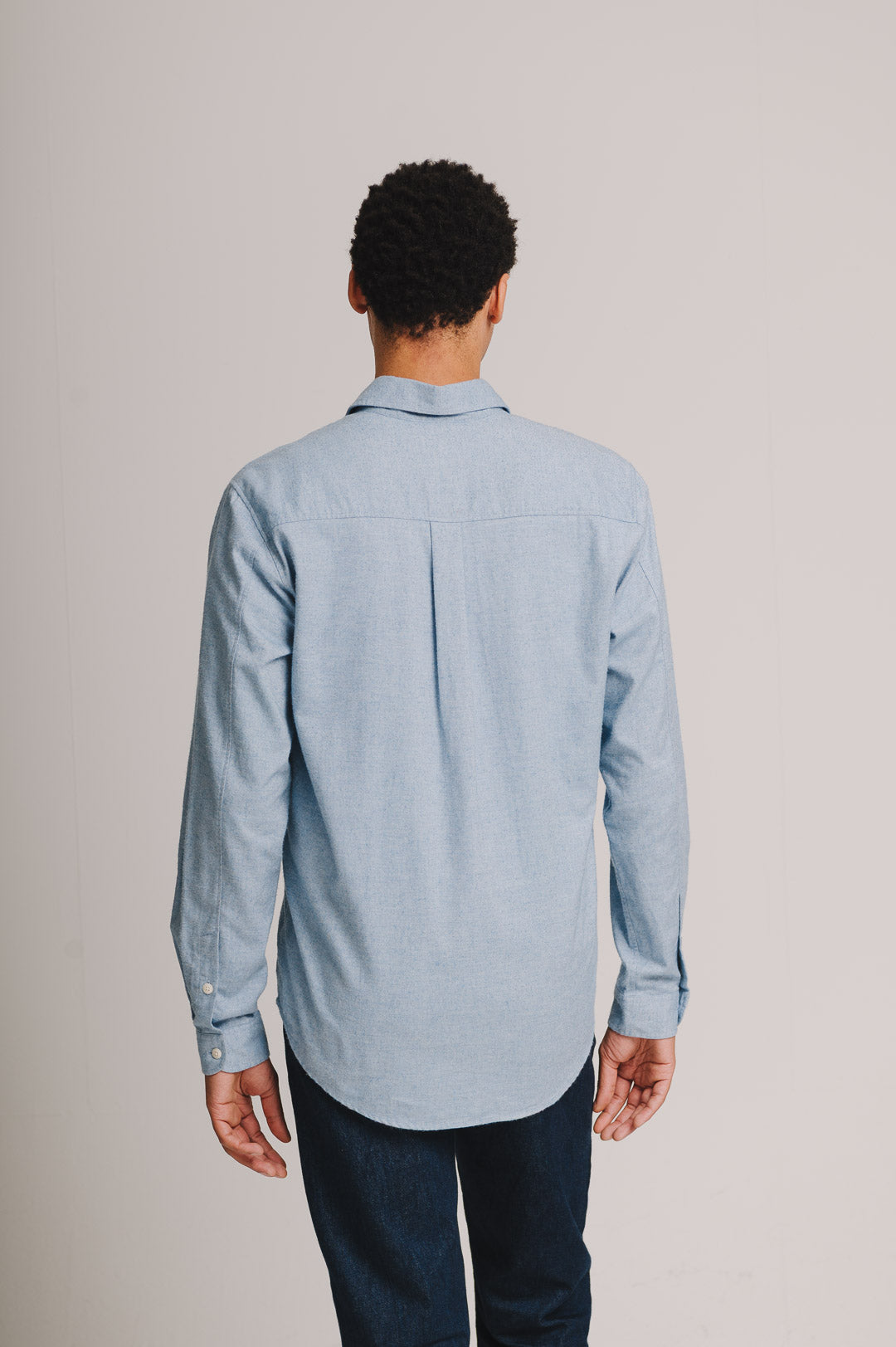 Blue Cotton Cashmere Shirt, Collar Shirt - SIRPLUS