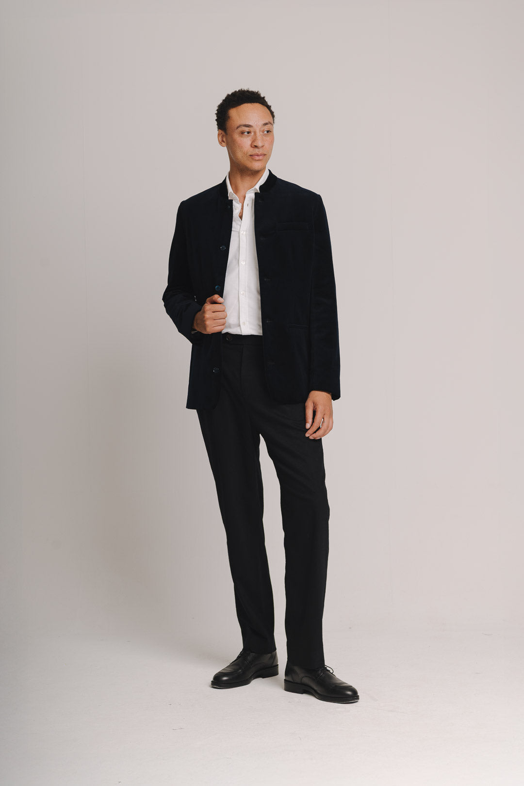 Midnight Navy Organic Velvet Nehru Jacket, Nehru Jacket - SIRPLUS