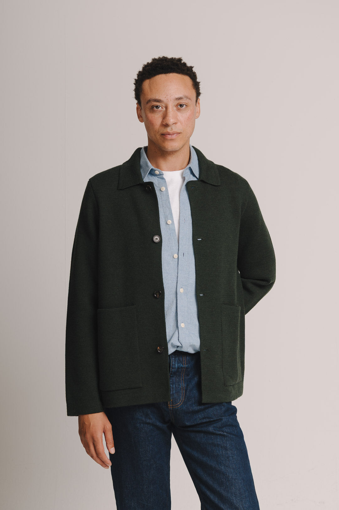 Pine Green Merino Knit Jacket, Knit Jacket - SIRPLUS
