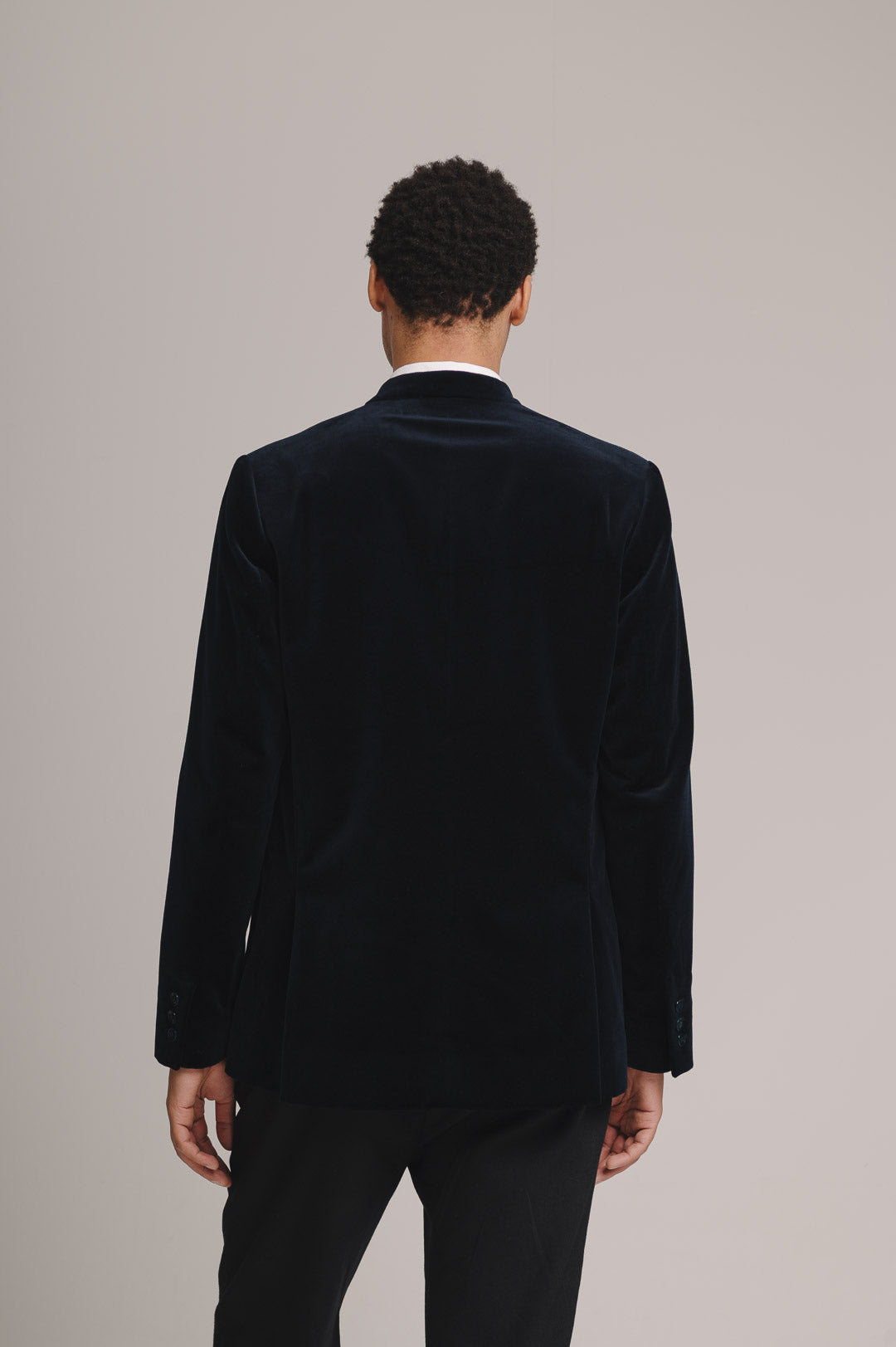 Midnight Navy Organic Velvet Nehru Jacket, Nehru Jacket - SIRPLUS