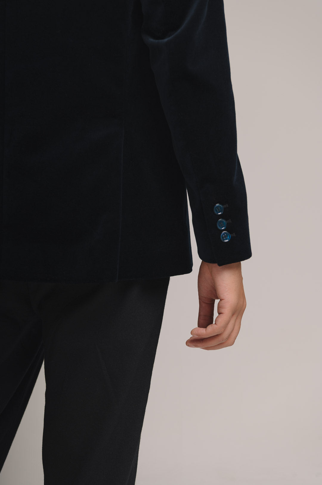 Midnight Navy Organic Velvet Nehru Jacket, Nehru Jacket - SIRPLUS