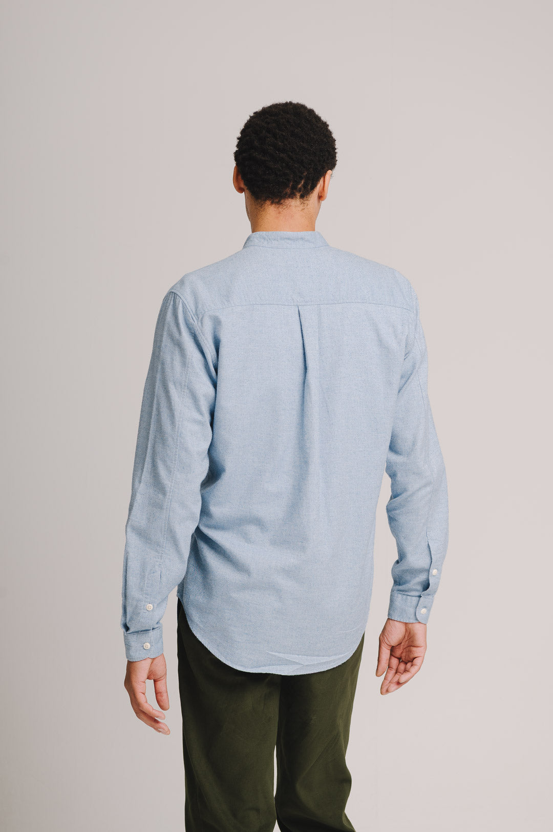 Blue Cotton Cashmere Grandad Shirt, Grandad Shirt - SIRPLUS