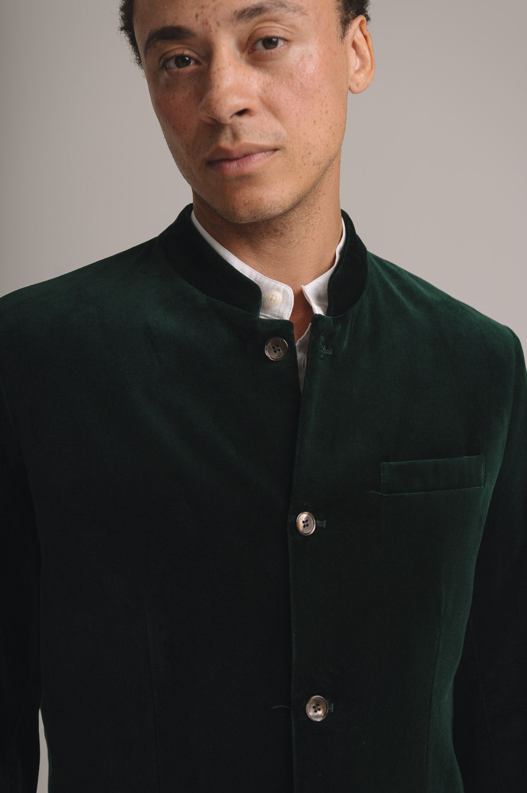 Ivy Green Organic Velvet Nehru Jacket, Nehru Jacket - SIRPLUS