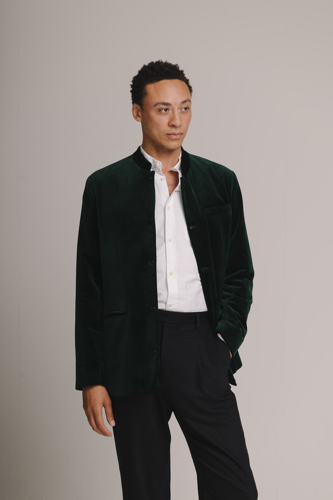 Ivy Green Organic Velvet Nehru Jacket, Nehru Jacket - SIRPLUS