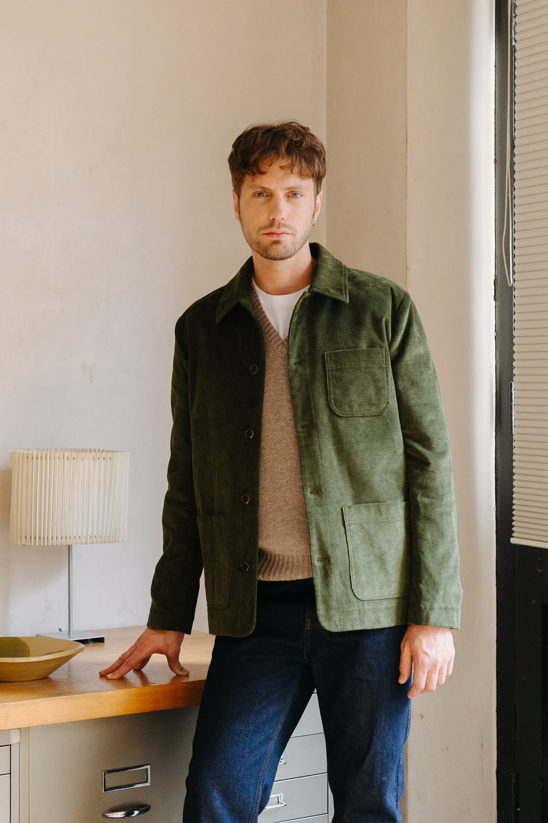 Olive Cotton Pincord Chore Jacket, Chore Jacket - SIRPLUS