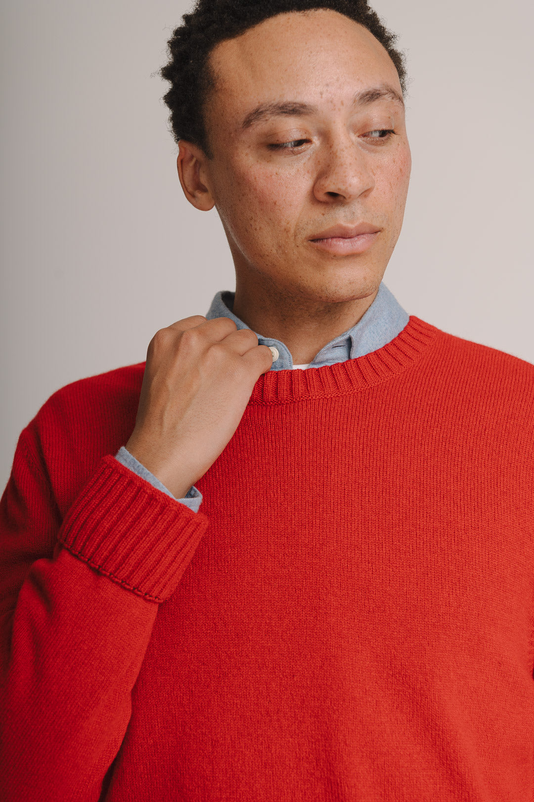Chilli Red Lambswool Crew Neck Jumper, Crew Neck Jumper - SIRPLUS