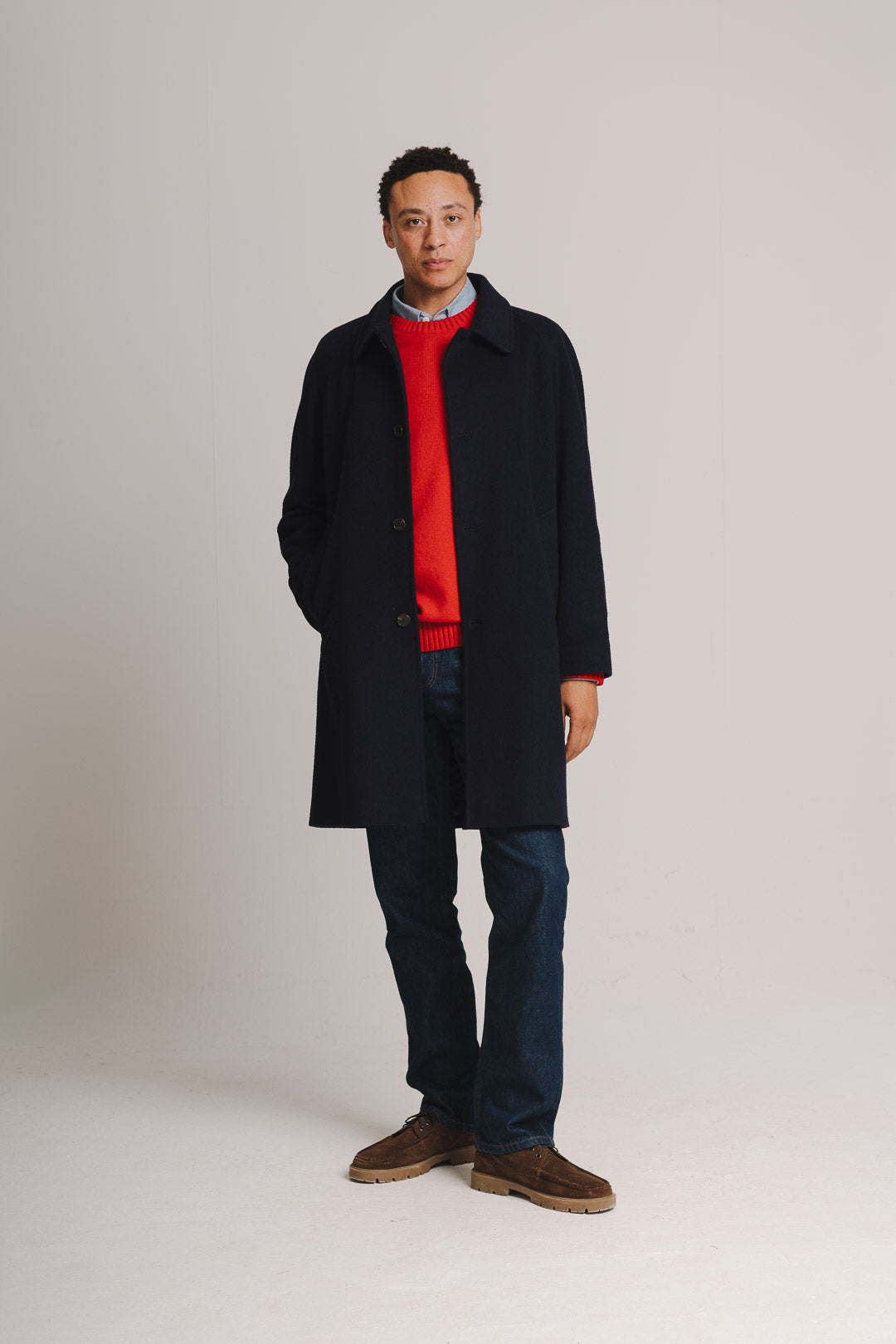 Navy Cashmere Raglan Overcoat, Coat - SIRPLUS