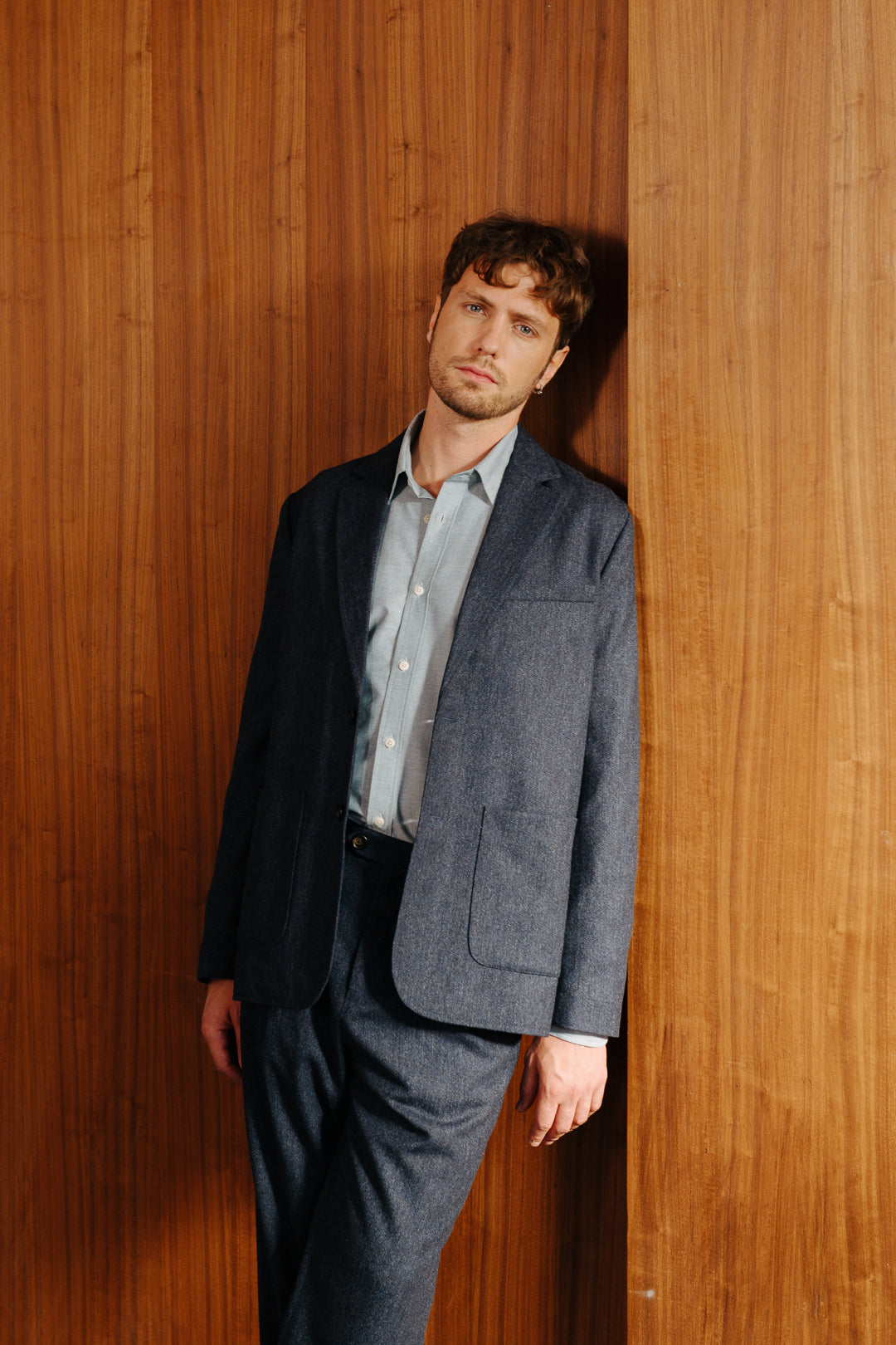 Dark Blue Wool Tweed Blazer, Blazer - SIRPLUS